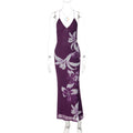 Women Summer Vacation Sexy Deep V Plunge neck Mesh Floral Print
