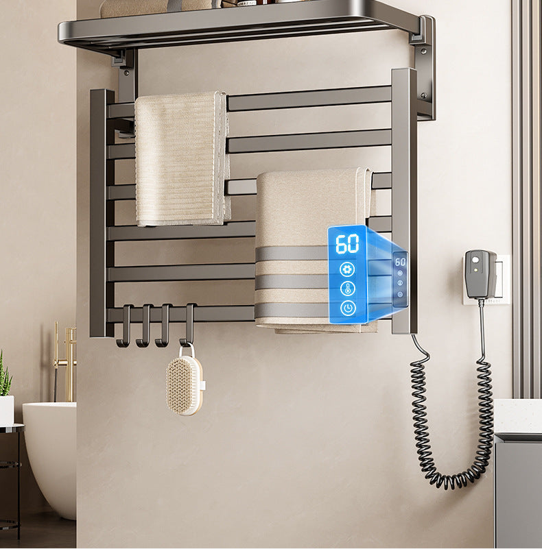 4-layer Intelligent Electric Heated Towel Rack Dryer With Fast Sterilization And Wall Mounted  No drilling required