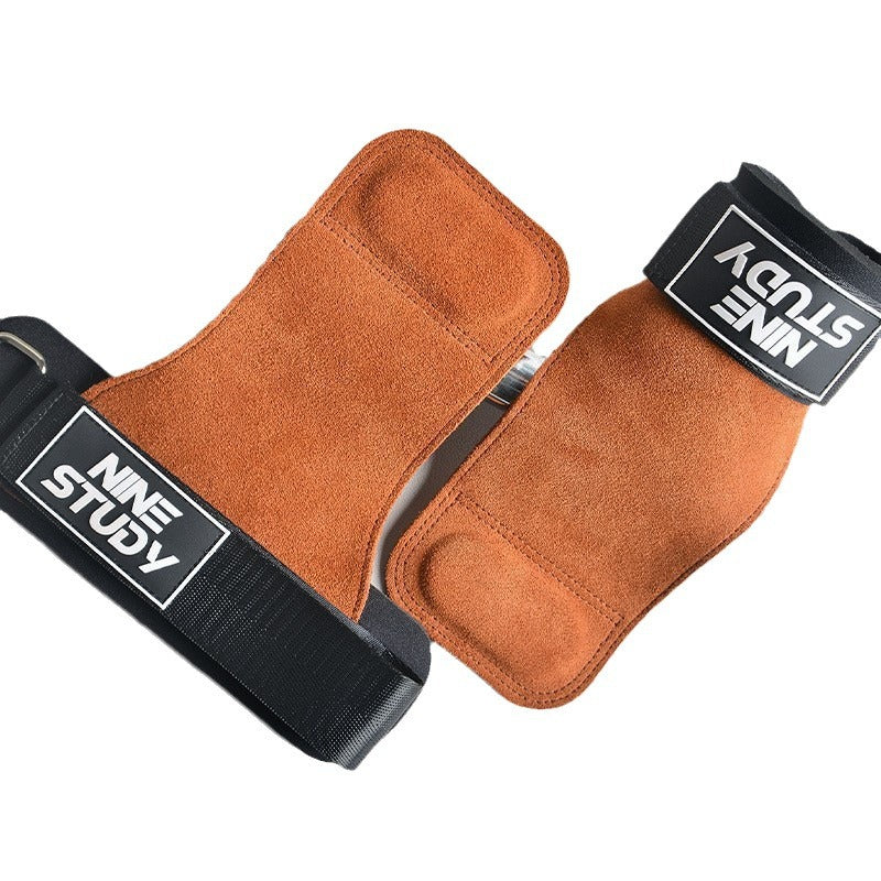 Hard Pull Booster with Cowhide Palm Men's Pull-Up Wrist Bracer Horizontal Bar Pull Back Grip with Hand Gloves Men's Fitness Gloves