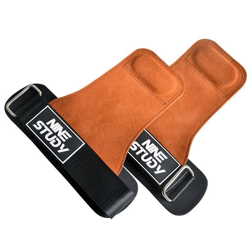 Hard Pull Booster with Cowhide Palm Men's Pull-Up Wrist Bracer Horizontal Bar Pull Back Grip with Hand Gloves Men's Fitness Gloves