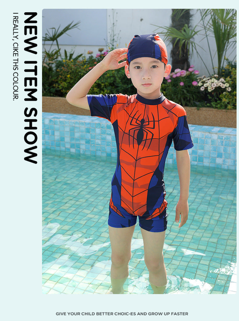 Children's Swimsuit Boys Siaman Spider-Man Long Sleeve Small Medium and Large Children's Baby Sunscreen Quick-drying Equipment Hot Spring Wholesale