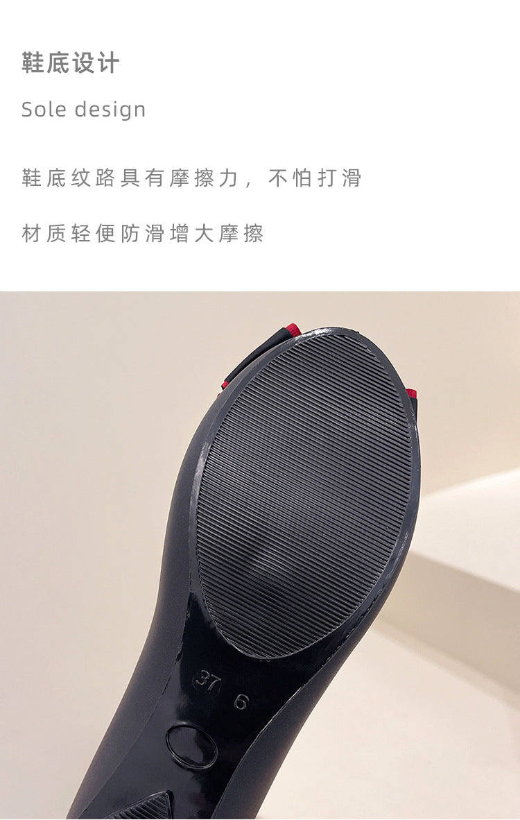 Women's Flat Shoes 2022 New Summer Shallow Soft Bottom Bow Casual Loafers Fish Mouth Plastic Jelly Shoes