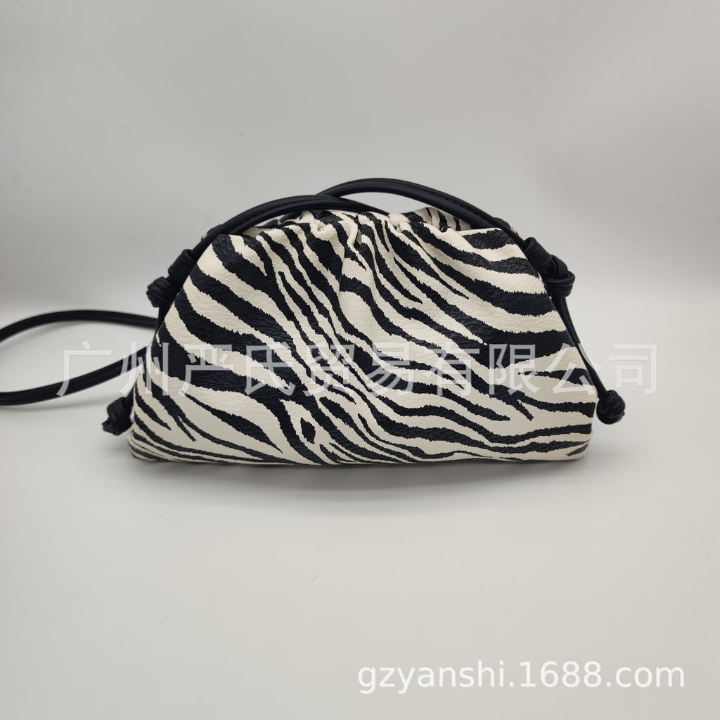 Zebra Pattern Cloud Bag Cross-border Women's Bag Pleated Dumpling Bag New Autumn and Winter Fashion Shoulder Crossbody Bag Hand-held Women's Bag