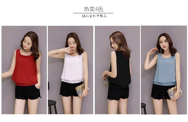 Chiffon Camisole Women's All-match Outer Wear Inner 2025 Summer Loose Slimming plus size Sleeveless Base Top