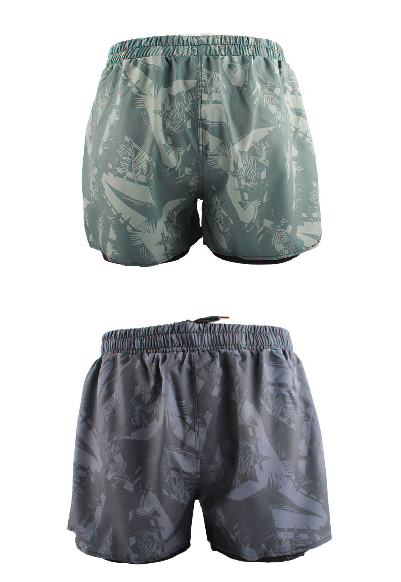 Men's Sports Shorts Summer Explosions Double-layer Quick-drying Swimming Trunks Anti-embarrassment Swimming Trunks Running Fitness Training Shorts