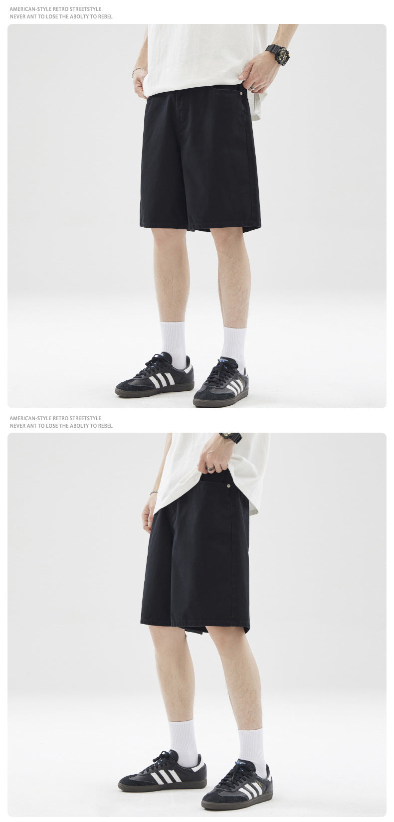 LKTM Men's# American Retro vintage Straight Pants Men's Niche Couples Joker Simple Casual Shorts