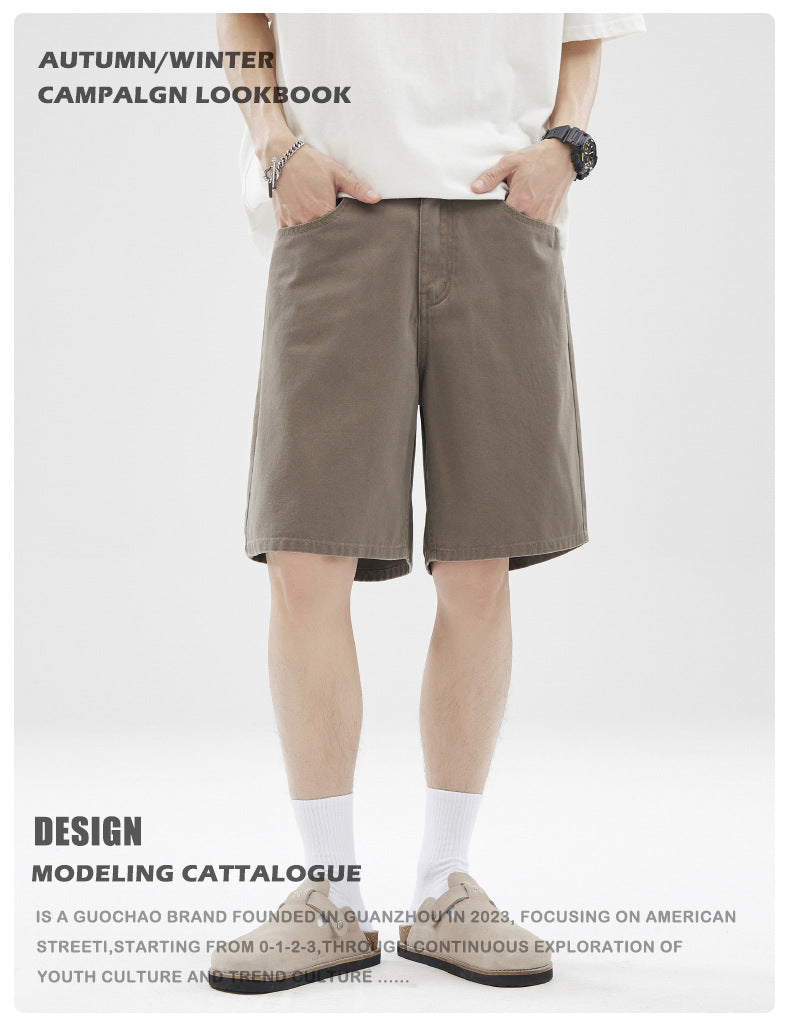 LKTM Men's# American Retro vintage Straight Pants Men's Niche Couples Joker Simple Casual Shorts