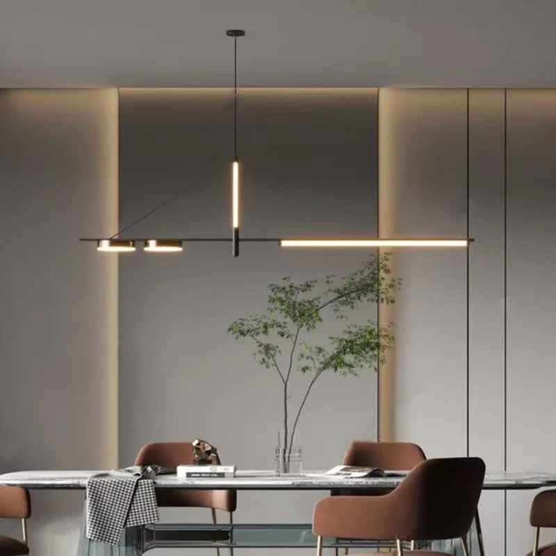 Minimalist Restaurant Chandelier Modern Light Luxury Simple Nordic Bar Table Spotlight Designer Creative Straight Strip Lights