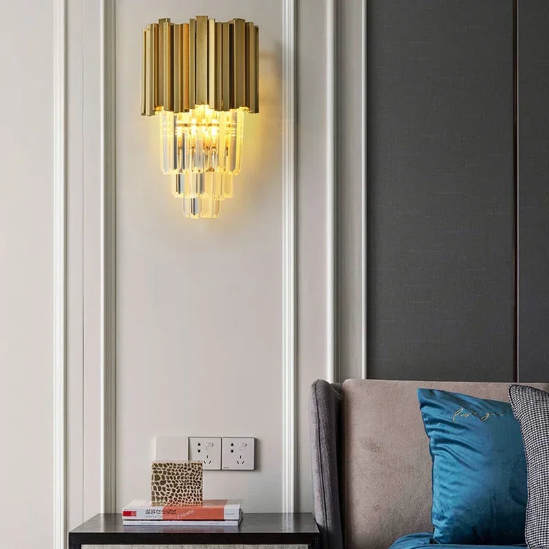 Modern Luxury Crystal Minimalist Creative Living Room Background Wall Staircase Wall Lamp Bedroom Bedside Lamps
