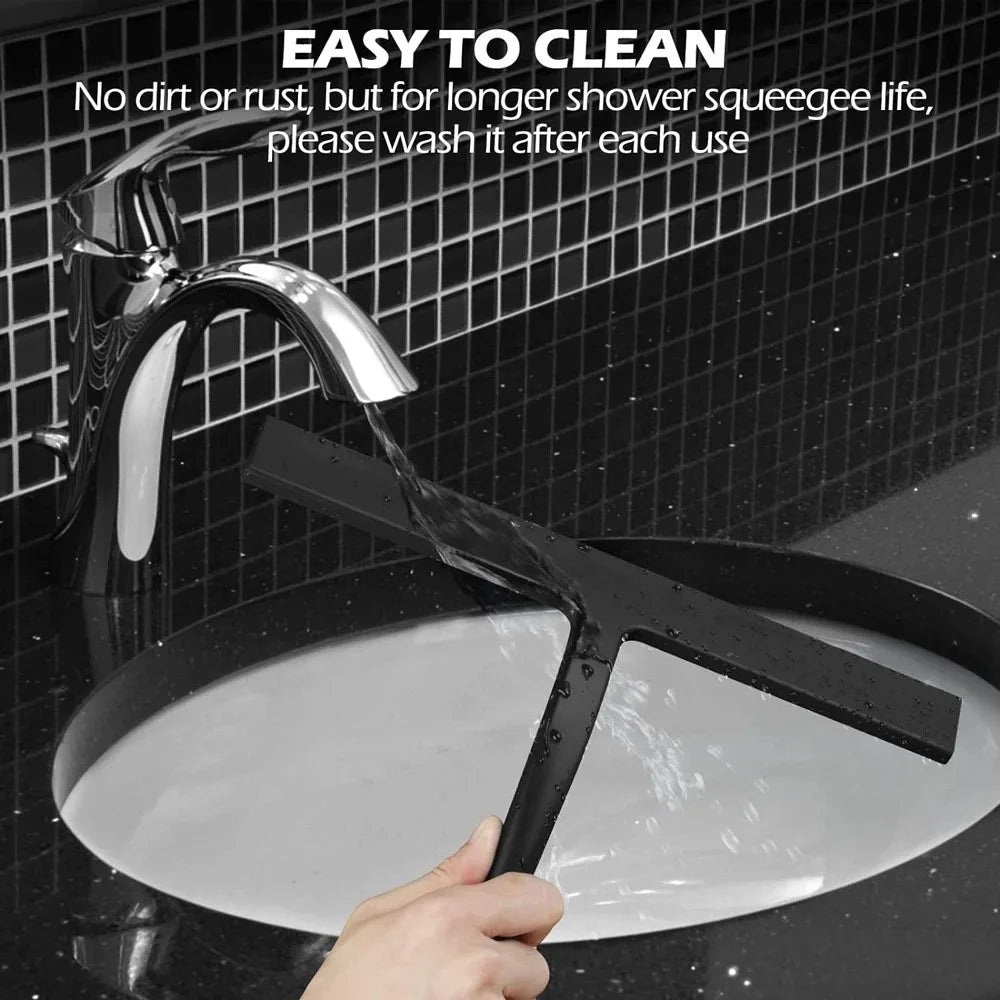 Matte Black Silicone Squeegee Streak Free Cleaning Shower Squeegee for Glass Bathroom Shower Doors Mirrors Tiles Car Windows