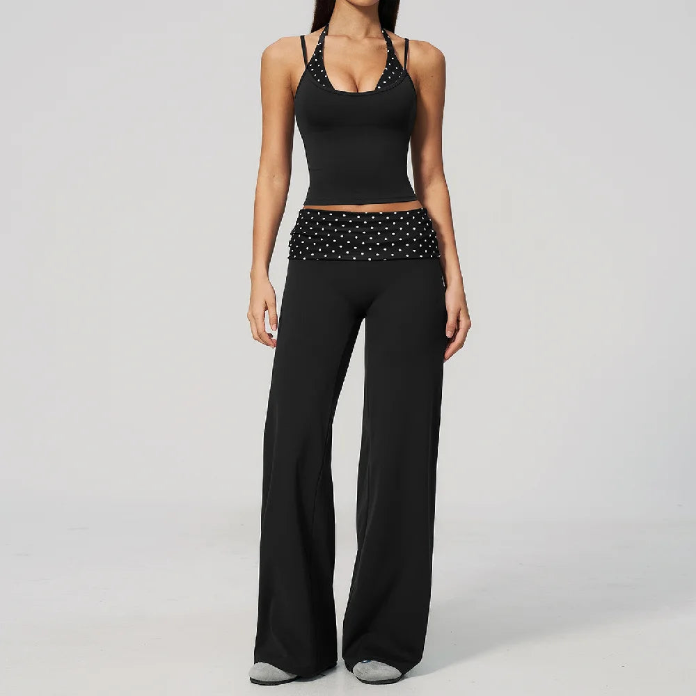 Summer 2PCS Yoga Set Women's Tracksuit Fashion Polka Dot And Striped Workout Sets Gym Outfits High Waist Butt Lift Yoga Clothes
