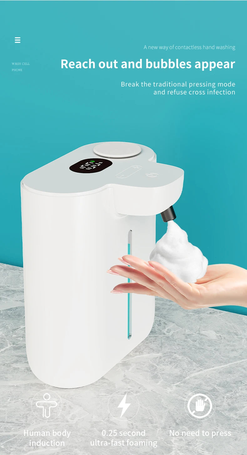 500ML Large Capacity HD Display 9-Gears Adjustable Foam/Liquid Control Automatic Sensor Soap Dispenser Portable Hand Wash Bottle