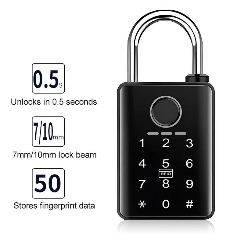 Waterproof Tuya Padlock Fingerprint Electronic Lock Keyless Unlock Heavy Duty Padlock for Home House Warehouse Garage 7/10mm