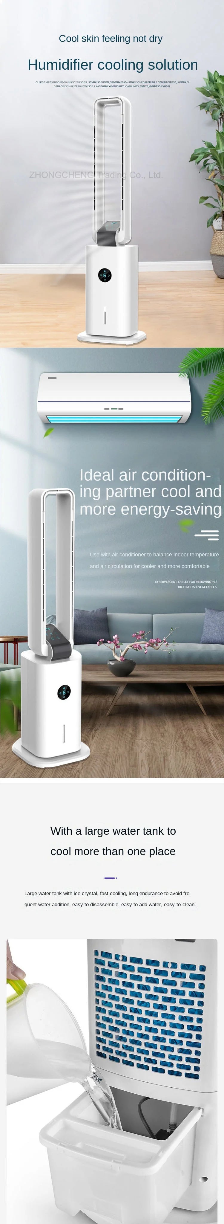 Household 220v New Bladeless Fan Safety Intelligent Purification Ground Anion Electric Air Circulation Tower Fan 220v