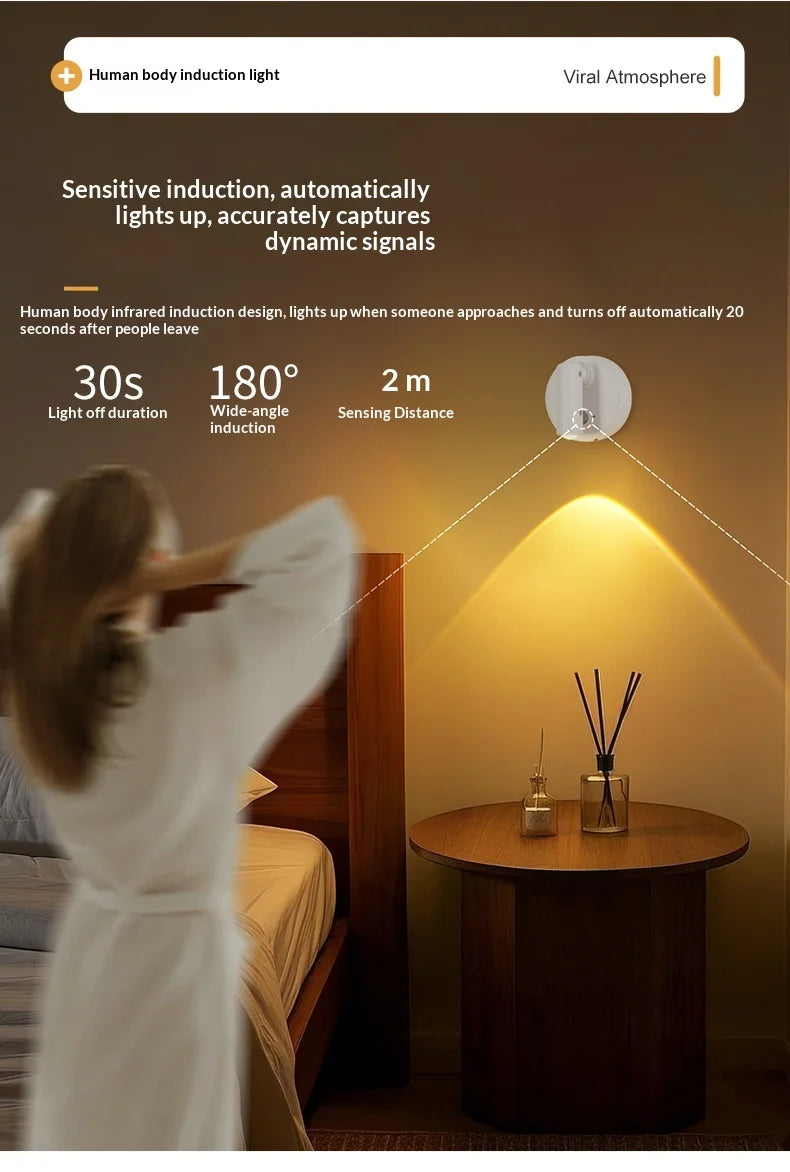 LED Light Magnetic Rechargeable Wall light Spotlight Wireless No Punch Reading Light With Touch Switch Dimmable Bedside Lamp