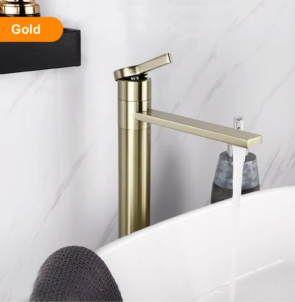 VGX Bathroom Faucets High Basin Mixer Sink Tall Faucet Gourmet Washbasin Taps Water Tap Hot Cold 360° Tapware Crane Brass Black