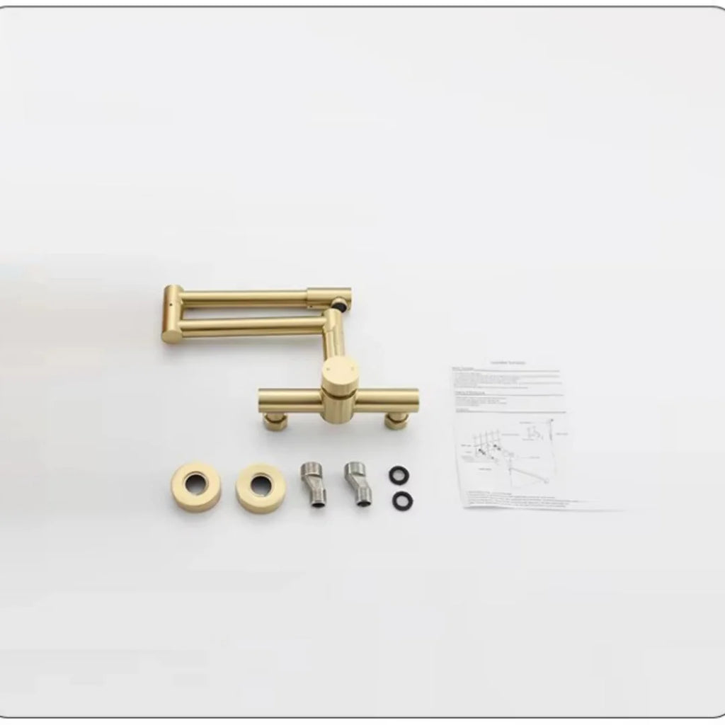 Black Pot Filler Tap Wall Mounted Foldable Kitchen Faucet Hot Cold Brushed Gold Sink Faucet Tap Rotate Folding Spout SUS304