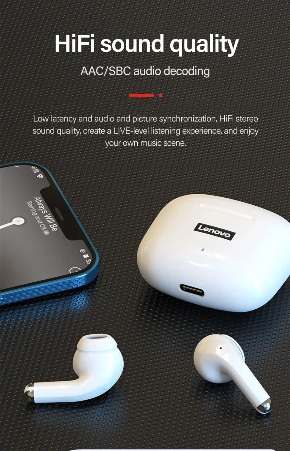 Lenovo LP40 Pro Headphones Wireless Bluetooth 5.4 TWS Hifi Stereo Earphones Gaming Sports Touch Control HD Call with Mic Earbuds