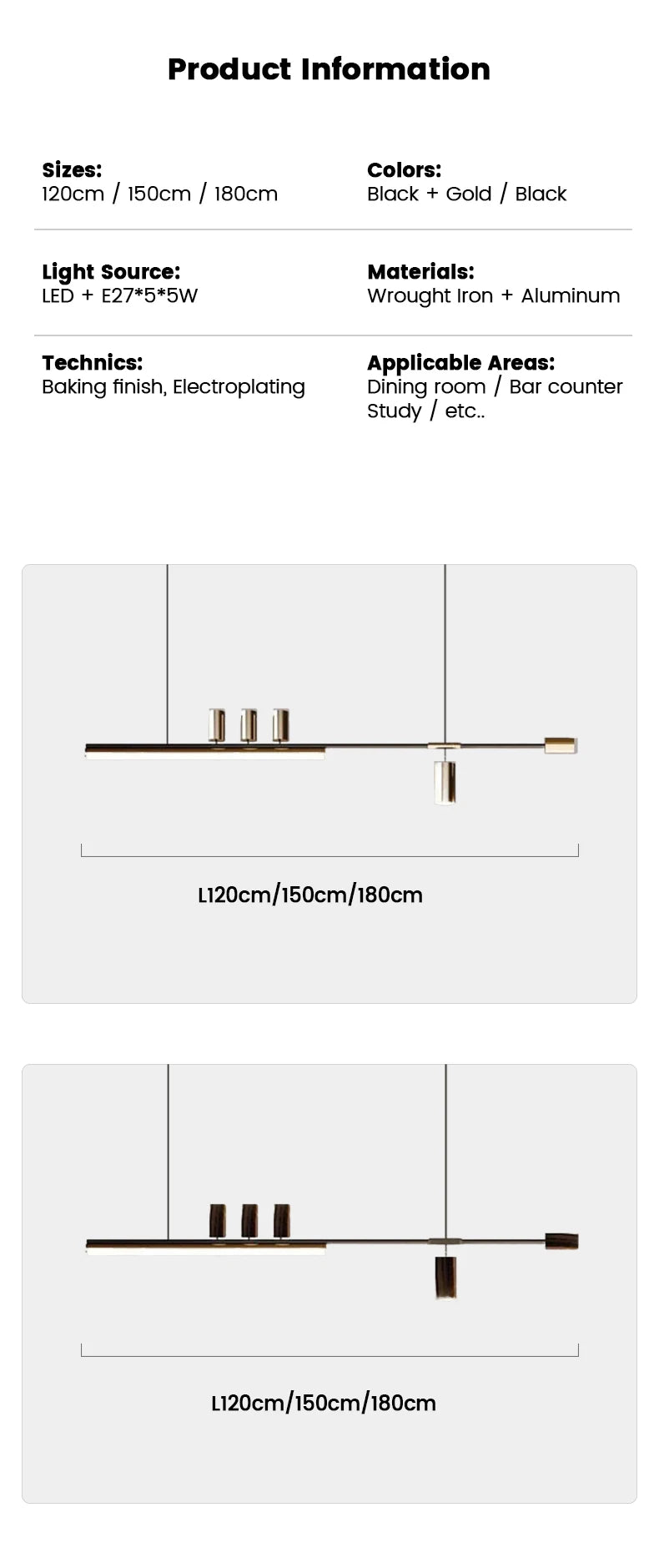 Minimalist Restaurant Chandelier Modern Light Luxury Simple Nordic Bar Table Spotlight Designer Creative Straight Strip Lights