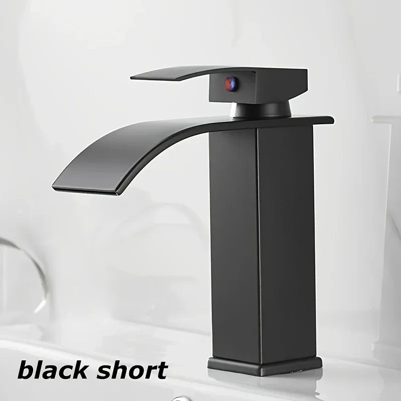 Washbasin Hot and Cold Faucet,Water Saving Design Suitable for Most Sinking Faucets Tube Black Waterfall Household Bathroom