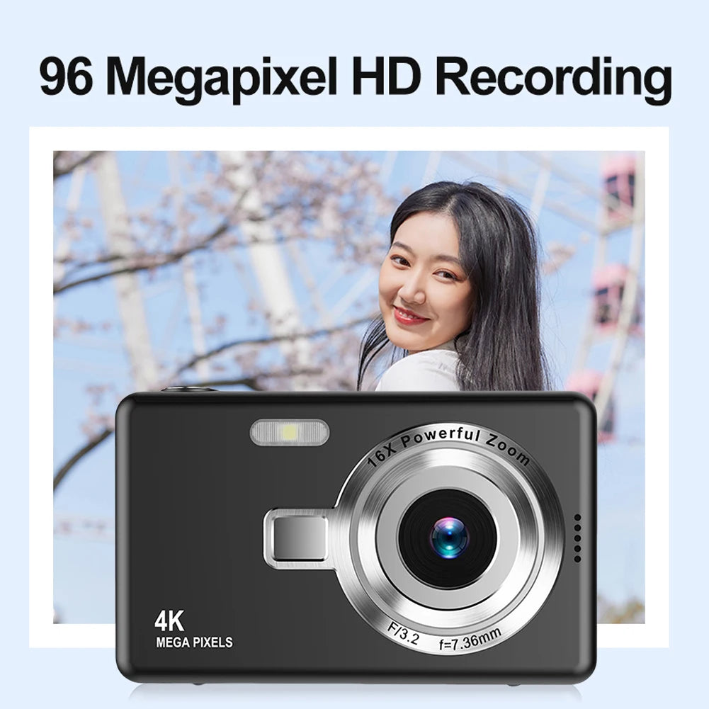 4K HD 1080P Digital Camera Anti-Shake Autofocus Vlogging Camera 2.4 Inch IPS Screen Photography Camera for Kids Adults Beginners