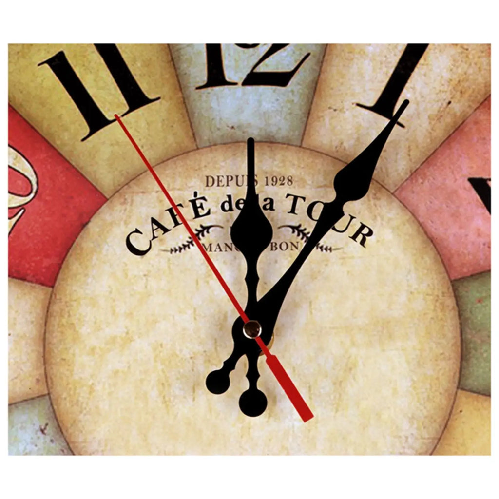 12 Inch Retro Wooden Wall Clock Farmhouse Decor, Silent Non Ticking Wall Clocks Large Decorative - Big Wood Atomic Analog