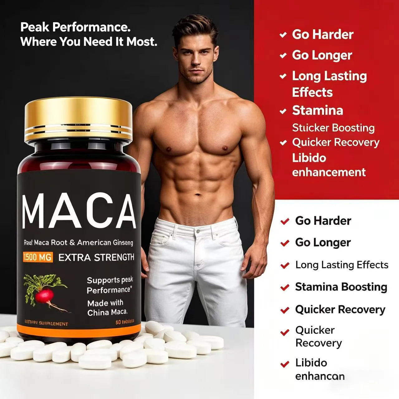 Original Ashwagandha, Shilajit & Maca Tablets, Male Supplement, Immunity Capsules for Men
