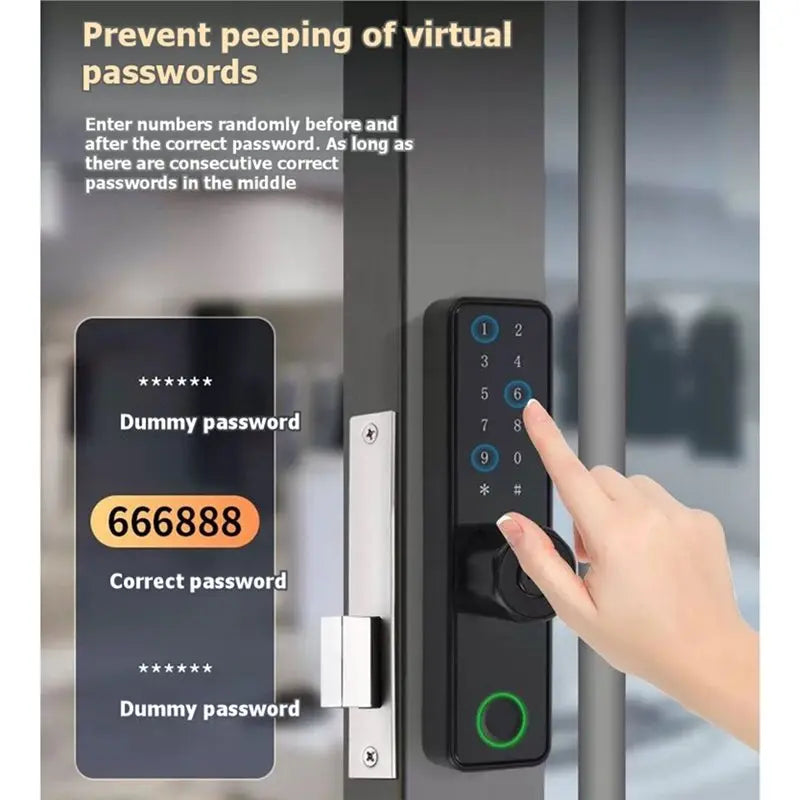 A69esmart Door Lock TT-Lock APP Enabled Biometric Fingerprint Card Password Key No Drilling Required Unlocks