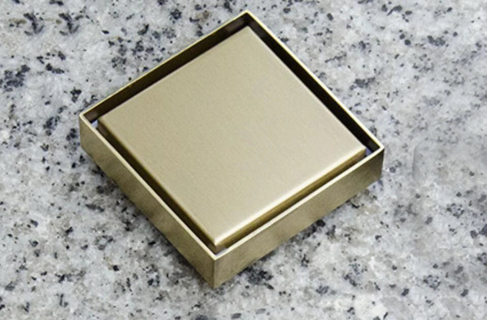 stainless steel Brushed Gold Floor drain 10*10cm Shower Square Deodorization Type Bathroom Water Flow Tile Insert Drain