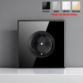 Black Tempered Glass Wall Switch Panel Led European 16a Socket Retro Toggle Light Switch Eu Uk Standard 1Gang-4gang 2usb Socket