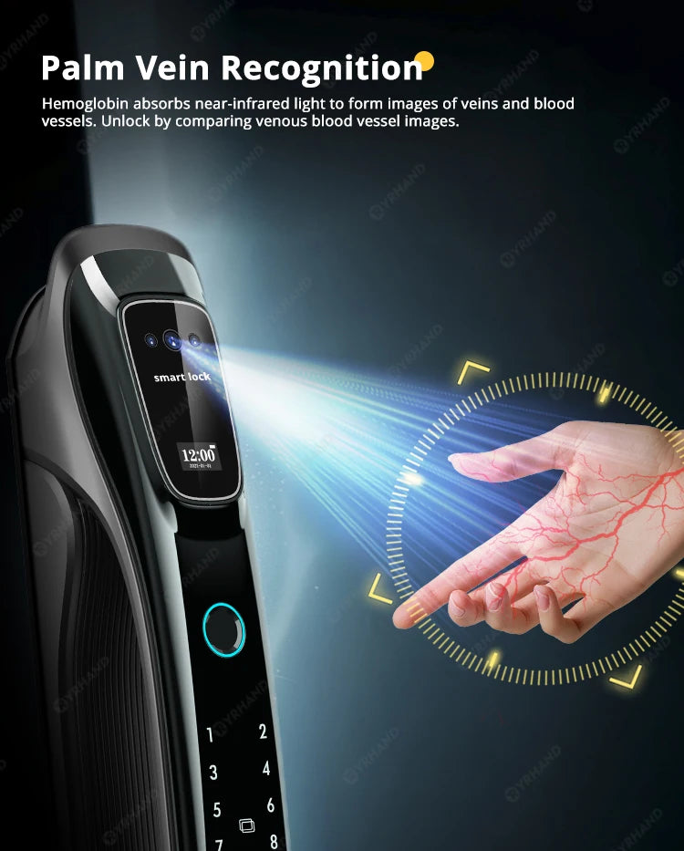 Smart Lock 3D Face Recognition Palm Vein Fingerprint WiFi APP Remote Control Video Intercom Auto Door Lock Digital Security