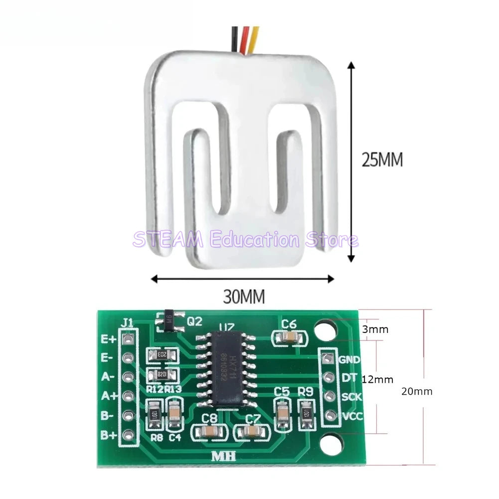 50kg Load Cell 50kg Weighing Sensor Half-bridge Strain Gauge with HX711 AD + Mounting Bracket Human Weight Sensor for Arduino