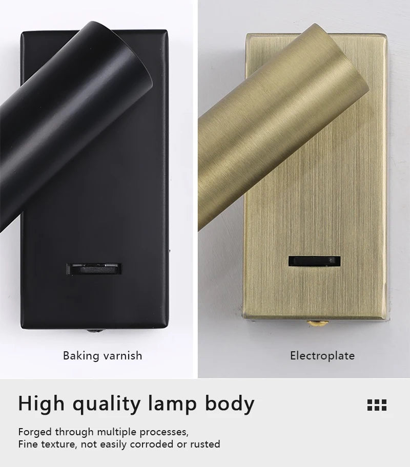 Modern LED Wall Lights Rotatable Adjustable Reading Lights Bedroom Bedside Living Room Study Room Household Lighting Fixtures