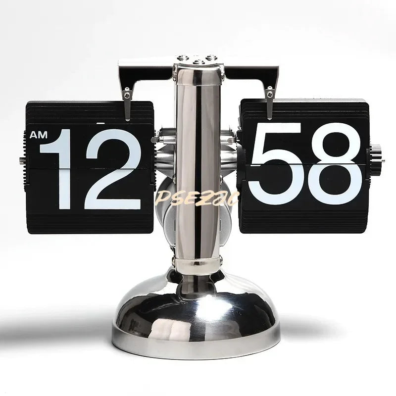 Household Minimalist Portable Automatic Page Turning Clock Retro Nordic Style Desktop Mechanical Page Turning Clock