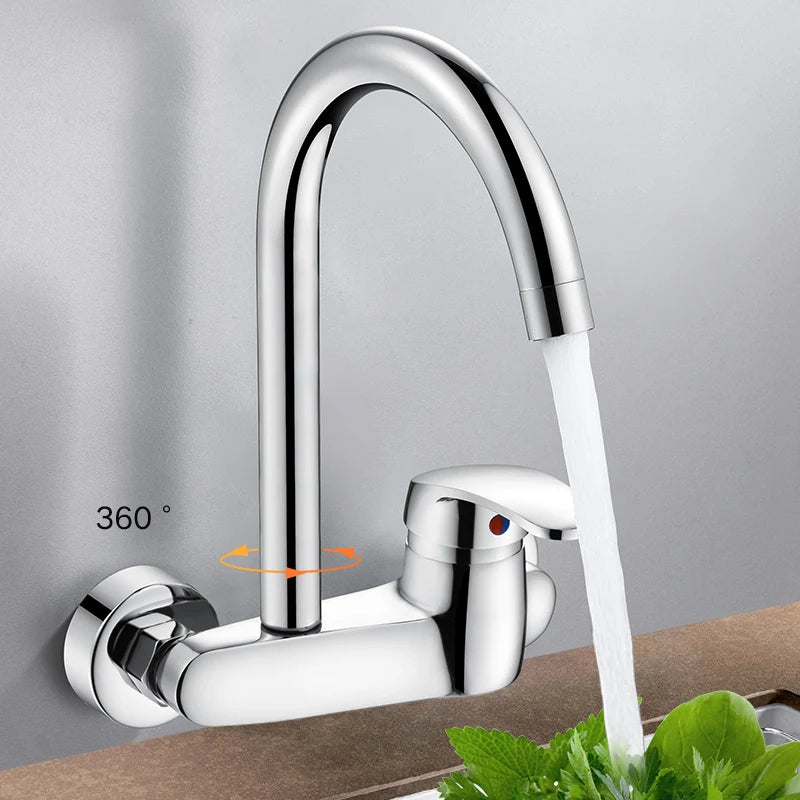 BAKALA Black Brass Chrome Taps For Kitchen Sink Kitchen Tap Chrome Dual Hole Wall Kitchen Mixer Kitchen Faucet Torneira Cozinha