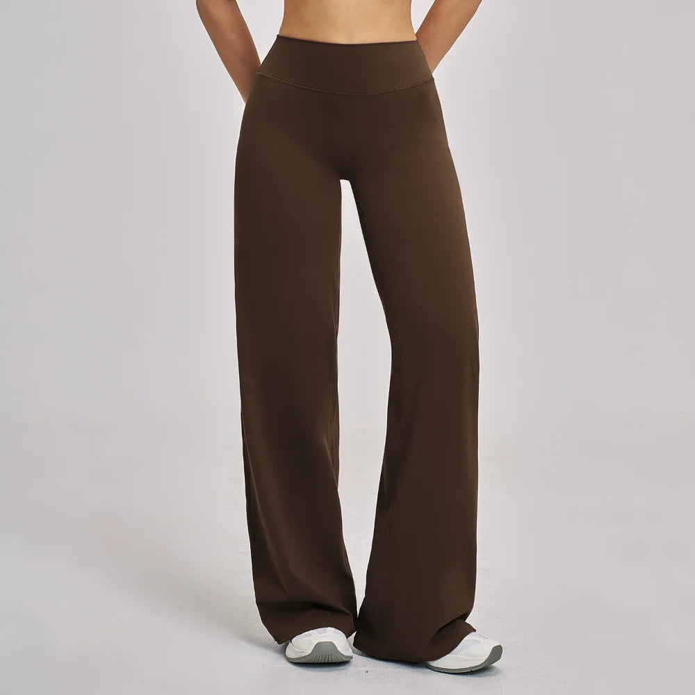Women's Sports Yoga Pants High Waisted Straight Flared Trousers Running Fitness Sport Trousers Female Gym Casual Sports Pants
