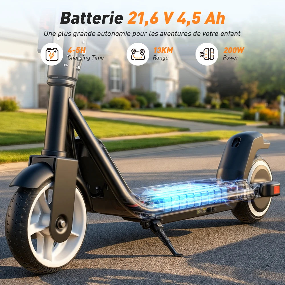 iScooter iK3Max Kids Electric Scooter 200W 4.5Ah Scooter 13KM Range Foldable Scooter Solid Tire Bluetooth Connection Kid Scooter