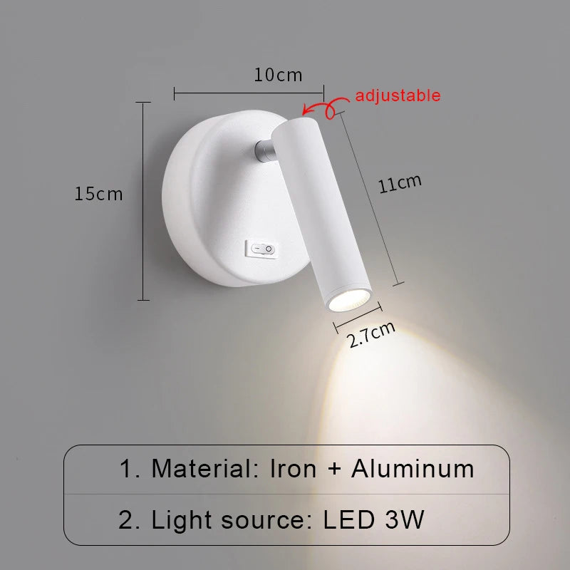 Switch Wall Lamp Modern LED Wall Light Simplicity Spotlights Indoor Lighting Room Decor For Living Room Bedroom Bedside Sconces