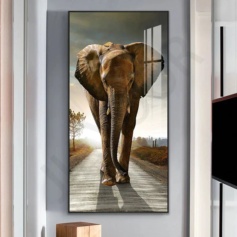 New  Modern High-end Wall Lamp Remote Control Light Luxury Living Room Decoration Painting Lamp Elephant Hanging Painting LED