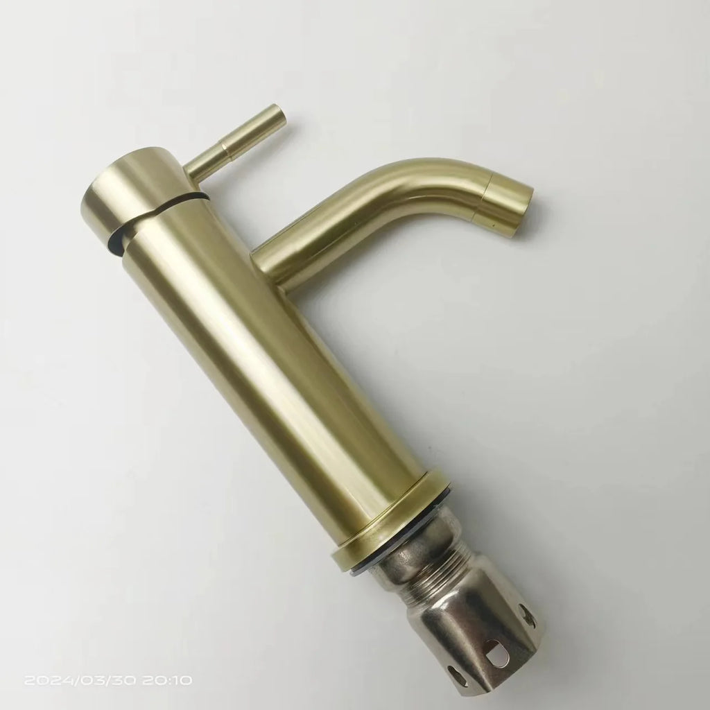 Gold Bathroom Faucet Stainless Steel Bathroom Basin Faucet Cold And Hot Water Mixer Sink Tap Single Handle Deck Mounted Brushed