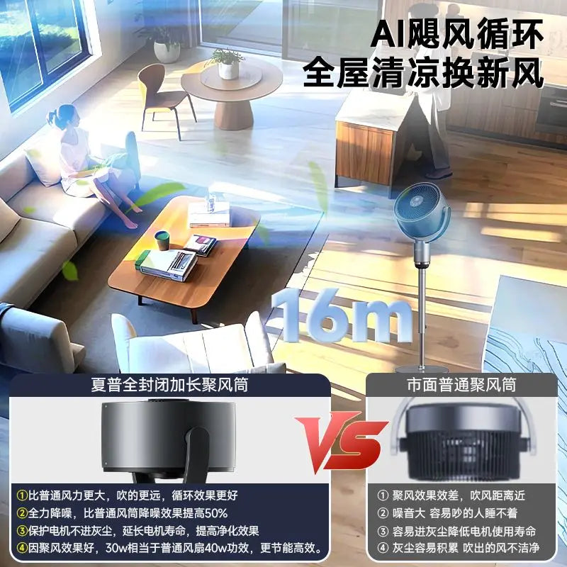 Air circulation fan floor fan purification and sterilization static eight-character shaking head home new electric soft fan