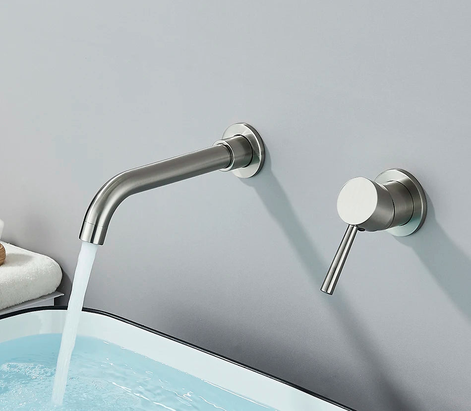 Brushed Gold/Black Basin Faucet Concealed Wall Mounted For Bathroom Faucets Bath Basin Sink Tap Bathtub Hot And Cold Water Mixer