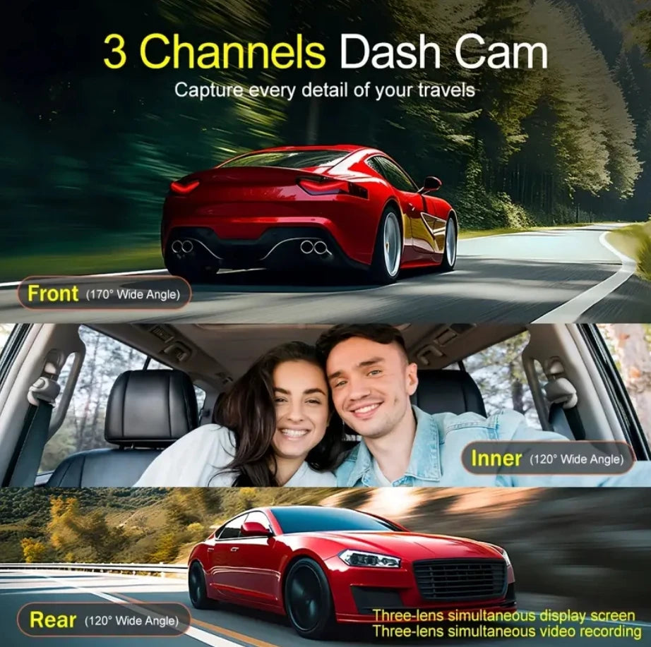 HD 1080P 2/3 camera Dash Cam for cars Front And Inside car camera with IR Night Vision Loop Recording wide angle Car DVR Camera