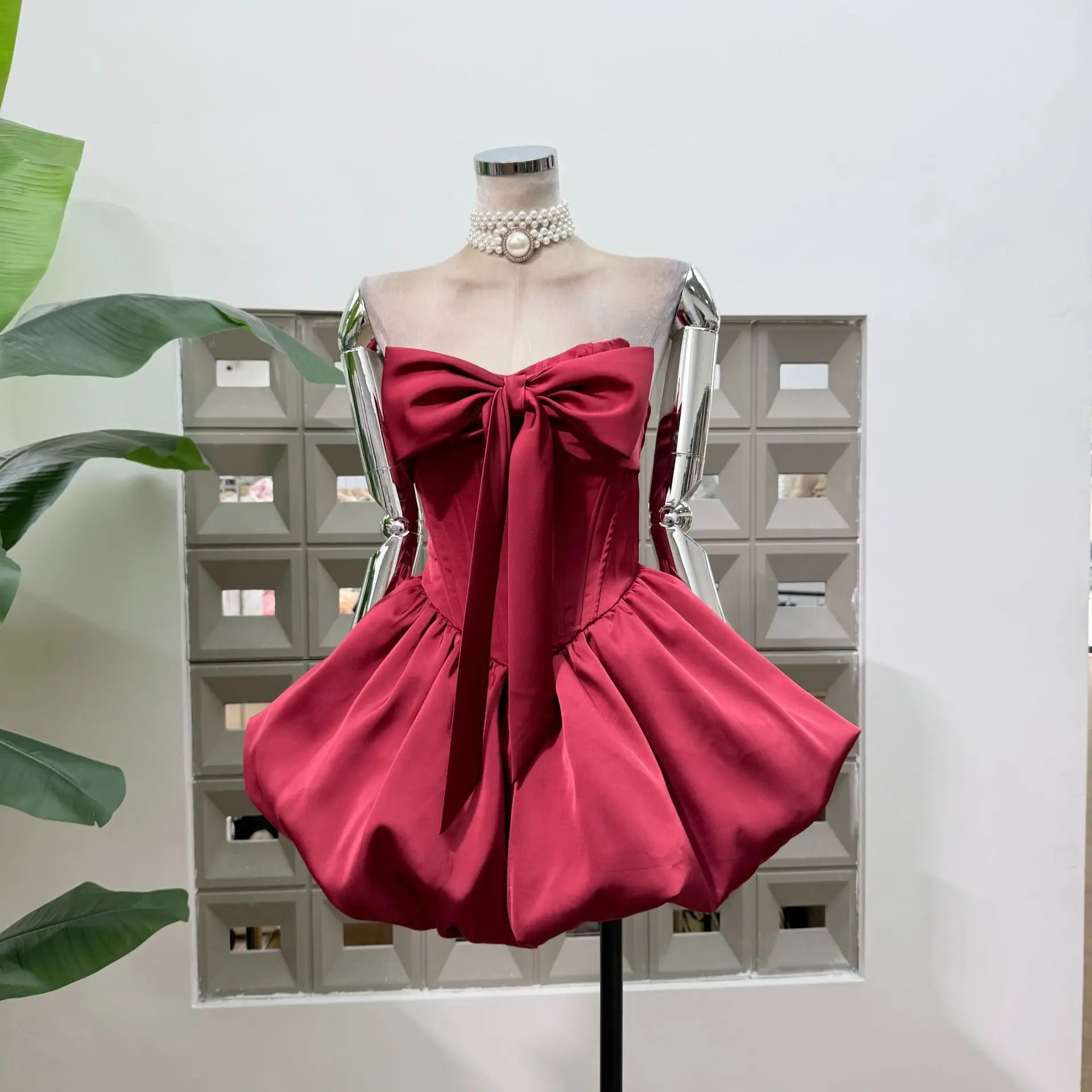 Women Sexy Strapless Bow Corset Mini Dress With Shorts Birthday Party Homecoming Prom Ball Elegant Ruffle A Line Evening Dresses
