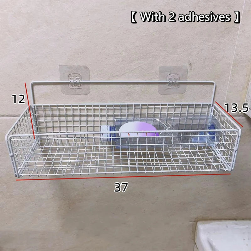 Kitchen Bathroom Storage Rack No Drilling Required Wall-Mounted Organizer Space-Saving Accessories Kit Supplies Essential