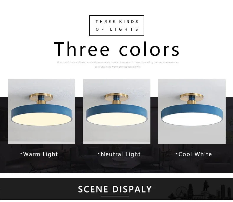 Modern Macaron LED Ceiling Light Simple Circular Dimmable Pendant Light Living Room Bedroom Study Nordic Decorative Lighting