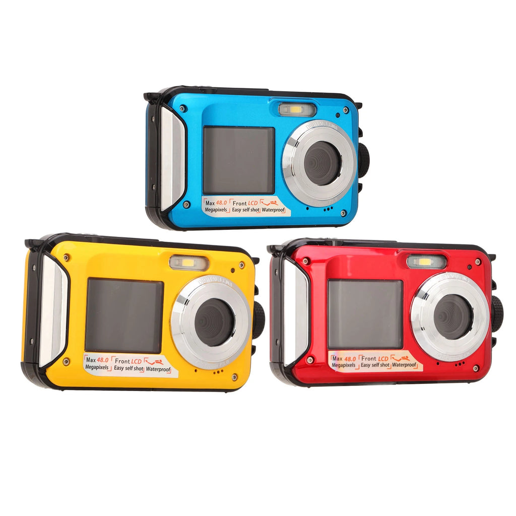 Full HD 2.7K 48MP 10ft Waterproof Underwater Digital Camera 16X Digital Zoom Front Rear Double Screens Waterproof Digital Camera