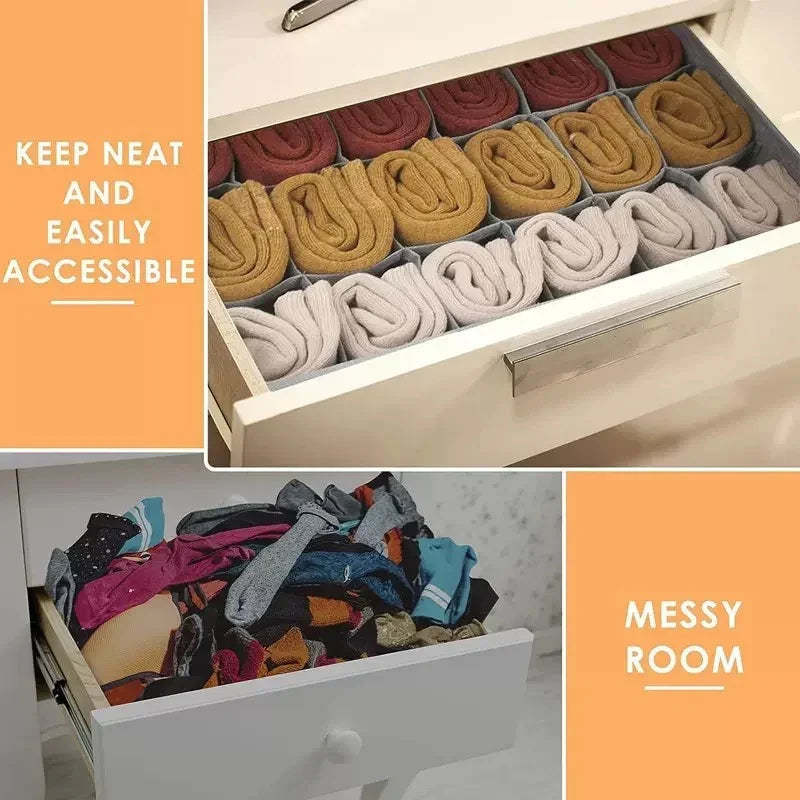 4pcs/1set Underwear Storage Box Foldable Non-woven Storage Box Six-piece Set Underwear Bra Socks Drawer Storage Finishing Box