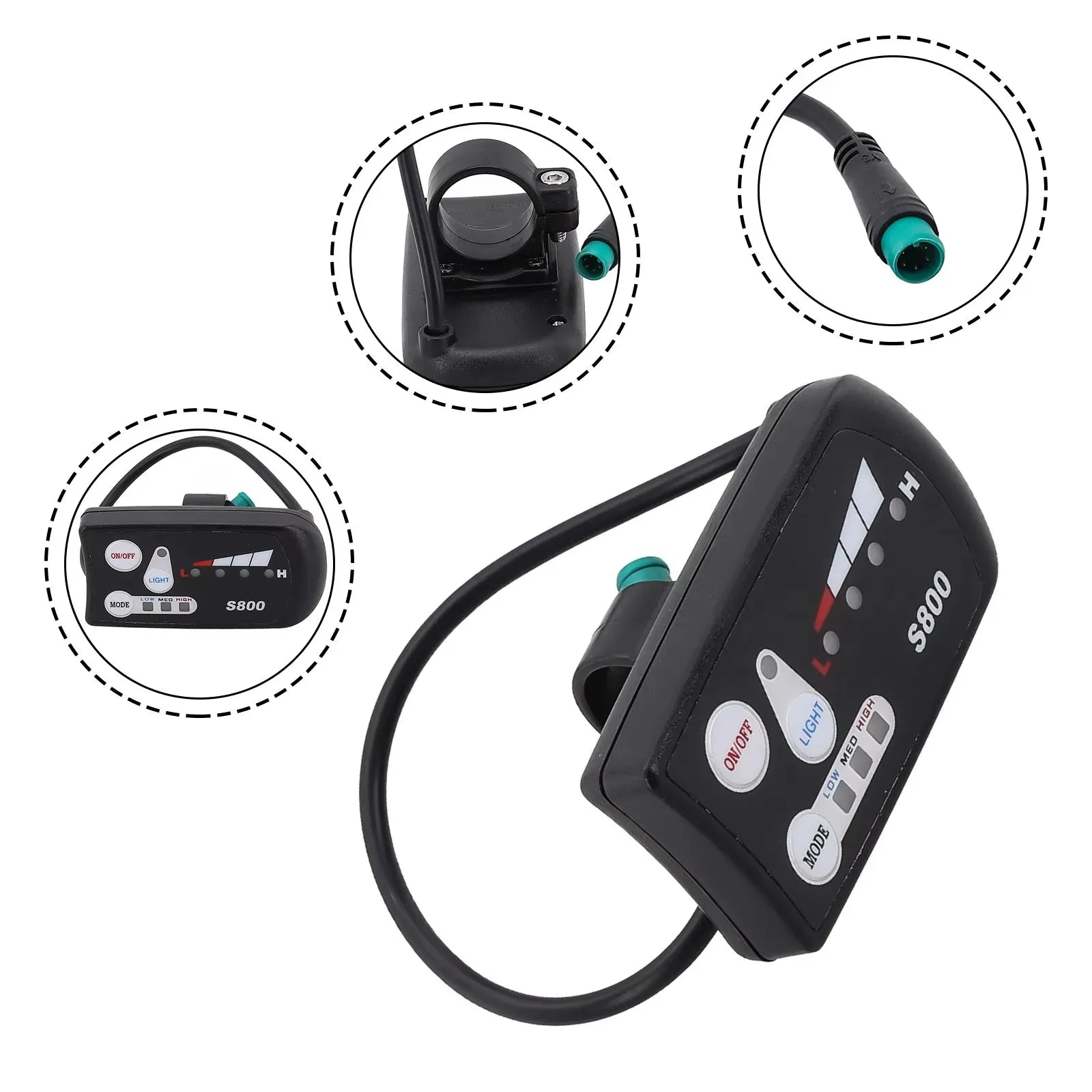 Electric Bike 30A Brushless Controller with SM Plug for 1000W Motor with LCD Display Panel S800 S830 E-scooter Meter Control UKC