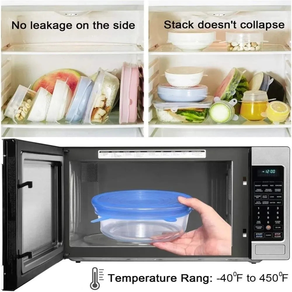 6PCS New Reusable Fresh-keeping Cover Kitchen Gadgets Stretch Silicone Lids Non-slip Bowl Cap